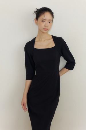 Raglan Square Neck Dress (black)