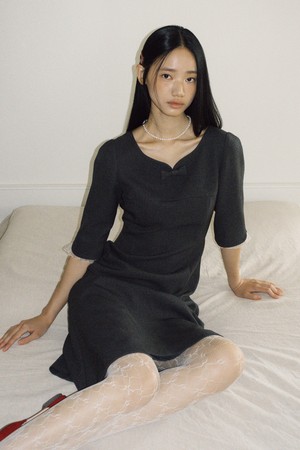 Luella Sweetheart Ribbon Dress (charcoal)