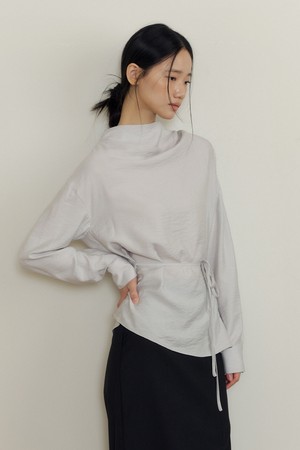 Sleek Silky Cowl Neck Blouse (grey)