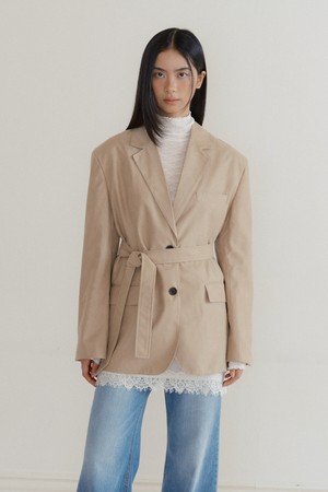 Suede Belted Overfit Jacket (beige)