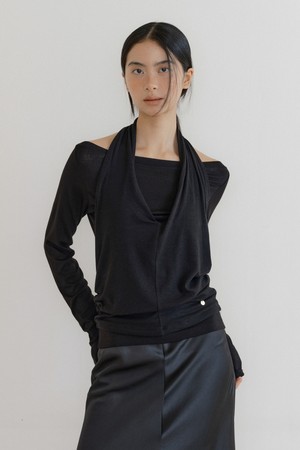 Cowl Tank & Boatneck Top Set (black)