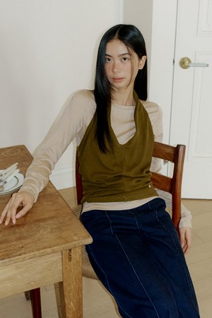 Cowl Tank & Boatneck Top Set (olive)