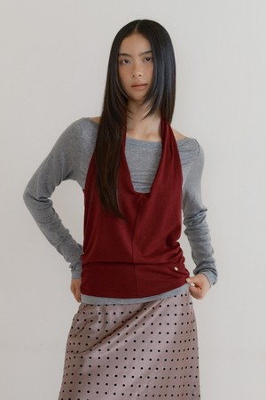Cowl Tank & Boatneck Top Set (burgundy)