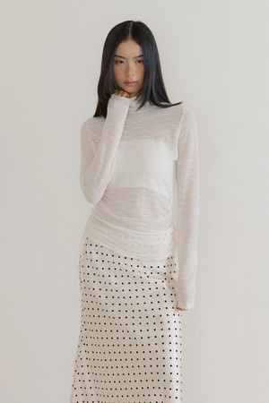 Lace string turtleneck top (cream)