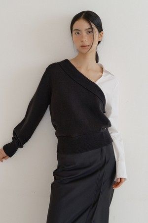 Asymmetric Collar Knit (black)
