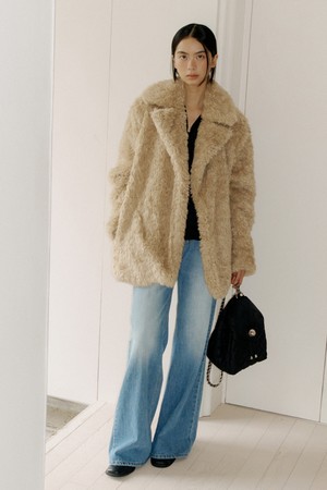 fluffy fur Half Jacket (beige)