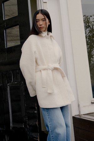 Alpaca Wool Half Coat (ivory)