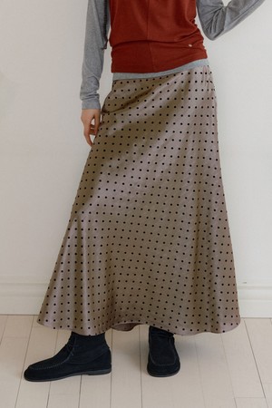 Satin Full Length Flare Skirt (brown)