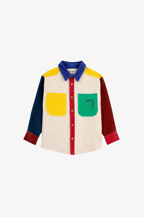 BOBO CHOSES - 의류 - [보보쇼즈 24FW]Bobo Square 자수 Color Block 코듀로이 셔츠