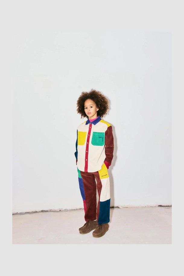 BOBO CHOSES - 의류 - [보보쇼즈 24FW]Bobo Square 자수 Color Block 코듀로이 셔츠