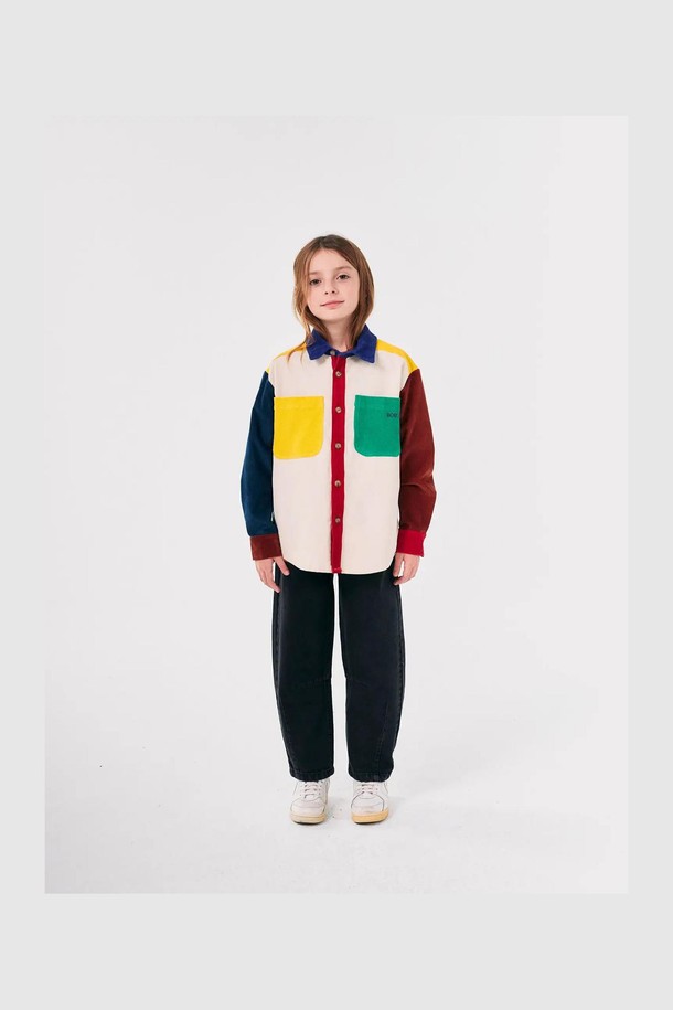 BOBO CHOSES - 의류 - [보보쇼즈 24FW]Bobo Square 자수 Color Block 코듀로이 셔츠