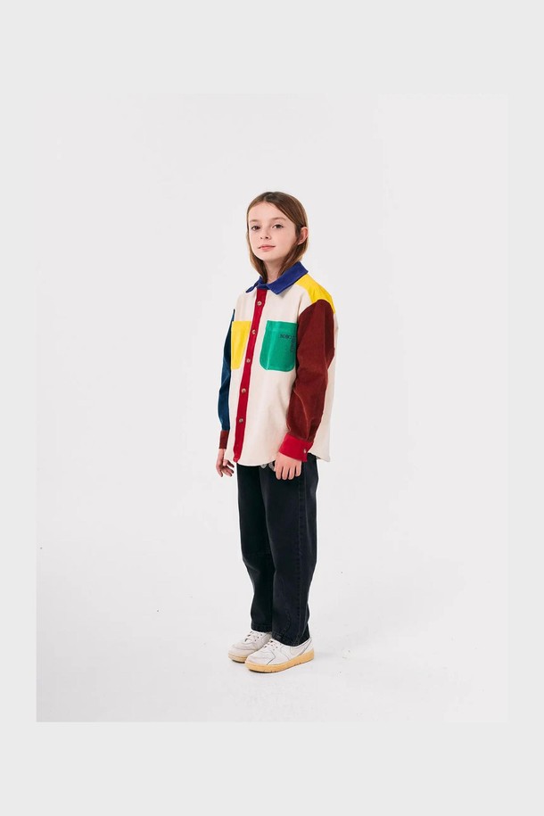 BOBO CHOSES - 의류 - [보보쇼즈 24FW]Bobo Square 자수 Color Block 코듀로이 셔츠