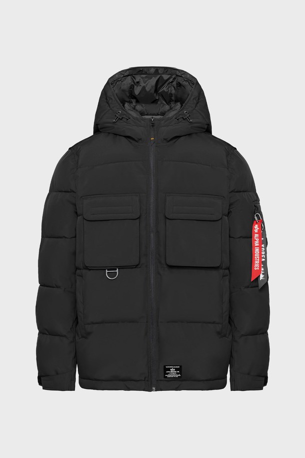 ALPHA INDUSTRIES - 다운/패딩 - 알파인더스트리 후디드 푸퍼 자켓 Black