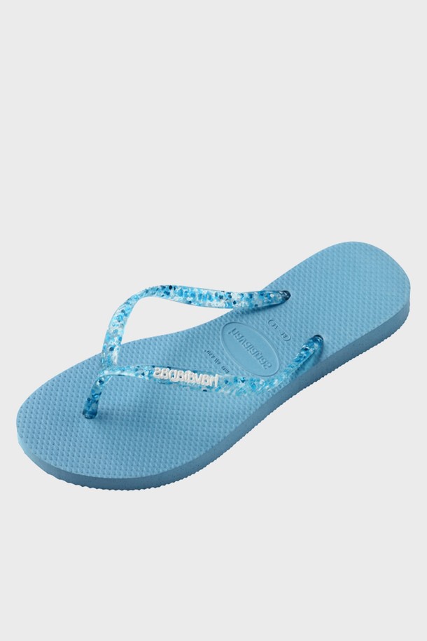 HAVAIANAS - 슬리퍼/뮬 - 하바이아나스 슬림 로고 메탈릭 플립플랍 Tranquility Blue