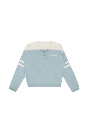 Lace-up Knit Pullover_BLUE-a