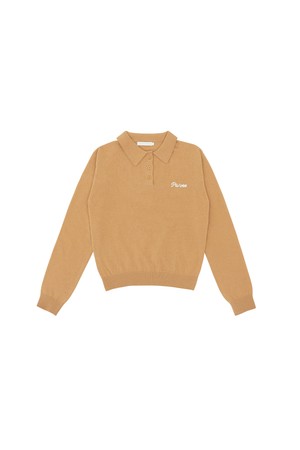 Giant Smiley Knit PK Shirt_BEIGE-a