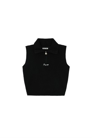 Giant Smiley Windproof Knit Vest_BLACK-a