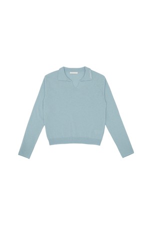 Open Collar Knit Pullover_BLUE-a