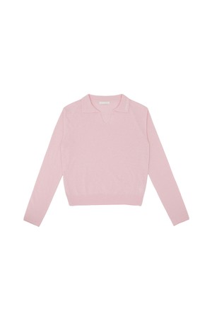 Open Collar Knit Pullover_PINK-a