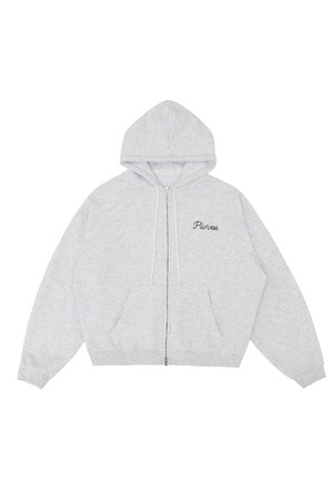 Logo Embroidered Zip-up Hoodie_GREY-a