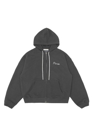 Logo Embroidered Zip-up Hoodie_GREY-a