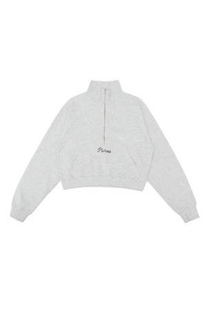 Logo Embroidered Half-zip Sweatshirt_GREY-a