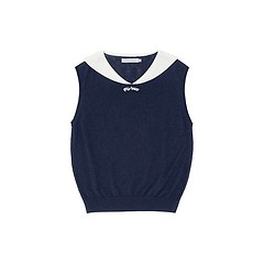 Giant smiley sailor sleeveless knit top-a