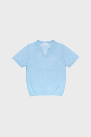 Giant smiley short sleeve knit top_BLUE-a