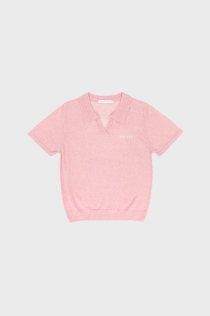 Giant smiley short sleeve knit top_PINK-a