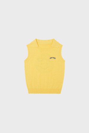 Giant smiley sleeveless knit top_YELLOW-a