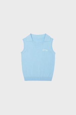 Giant smiley sleeveless knit top_BLUE-a