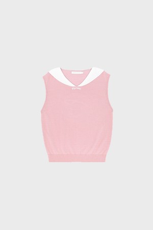 Giant smiley sailor sleeveless knit top_PINK-a