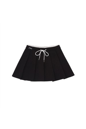 Drawstring Pleated Mini Skirt
