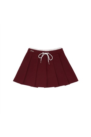 Drawstring Pleated Mini Skirt