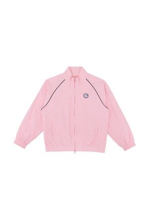 Smiley Patch Blouson Zip-up Jumper_PINK-a