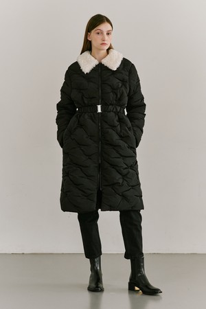 Fur Collar Padding Coat-Black