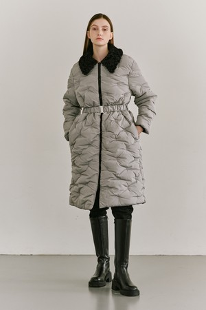 Fur Collar Padding Coat-Gray