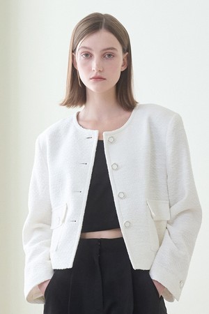 [23SS] Tweed Crop Jacket - White