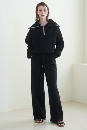 [23SS] Wide Collar Zip Up T Set-up - BLACK