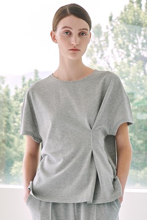 Side Tuck PK T-Shirt -M. Gray