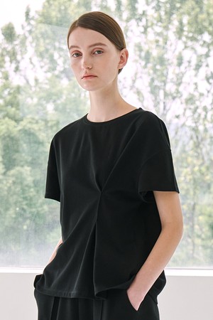 Side Tuck PK T-Shirt -Black