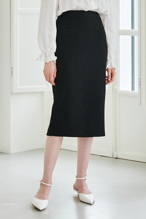 Tweed Welt Pocket Skirt -Black