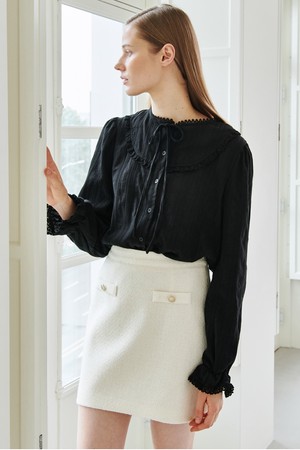 Lace Cotton Blouse - Black