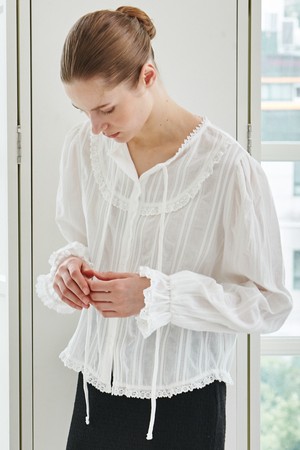 Lace Cotton Blouse - Ivory