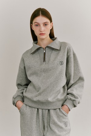 Halp Zip Up Collar Sweatshirts - M. Gray