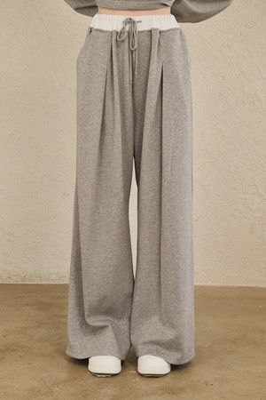 Double Waist Wide Pants - M.Gray