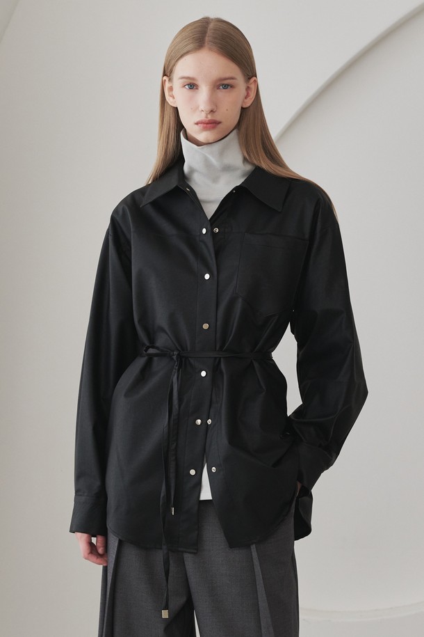 NOUVE - 셔츠 - Belted Leather Shirts - Black