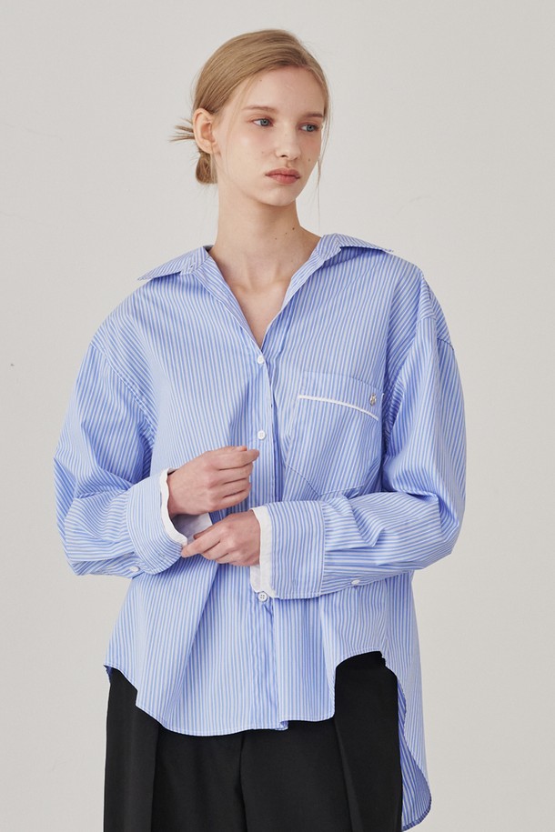 NOUVE - 셔츠 - Stripe Pocket Shirts - Blue