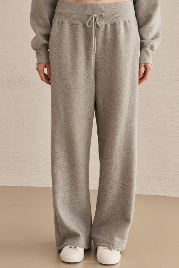 NOUVE - 롱/미디팬츠 - Wide Banding Sweat Pants - M. Gray