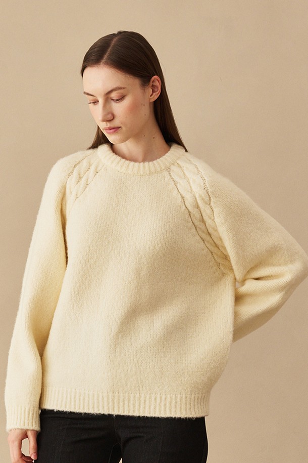 NOUVE - 스웨터 - Round Neck Wool Knit - Ivory